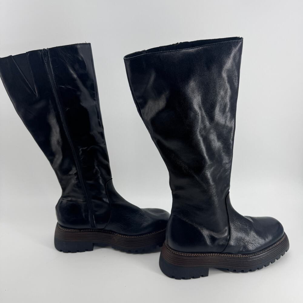 Free People Rhodes Tall Leather Boots Size 10 NEW Black Chunky 90s Platform Y2K - Picture 5 of 13
